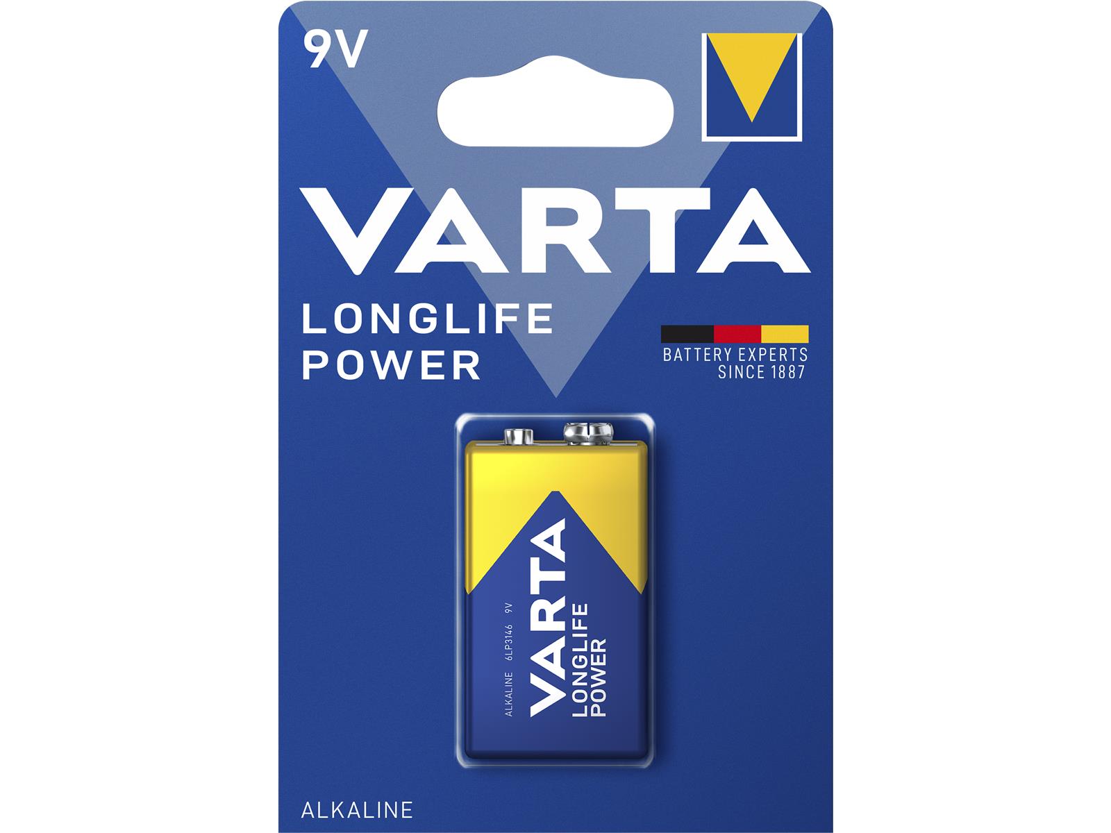 9V-Blockbatterie VARTA ''HIGH ENERGY'' 9 V, Typ 6F22, 1-er Blister