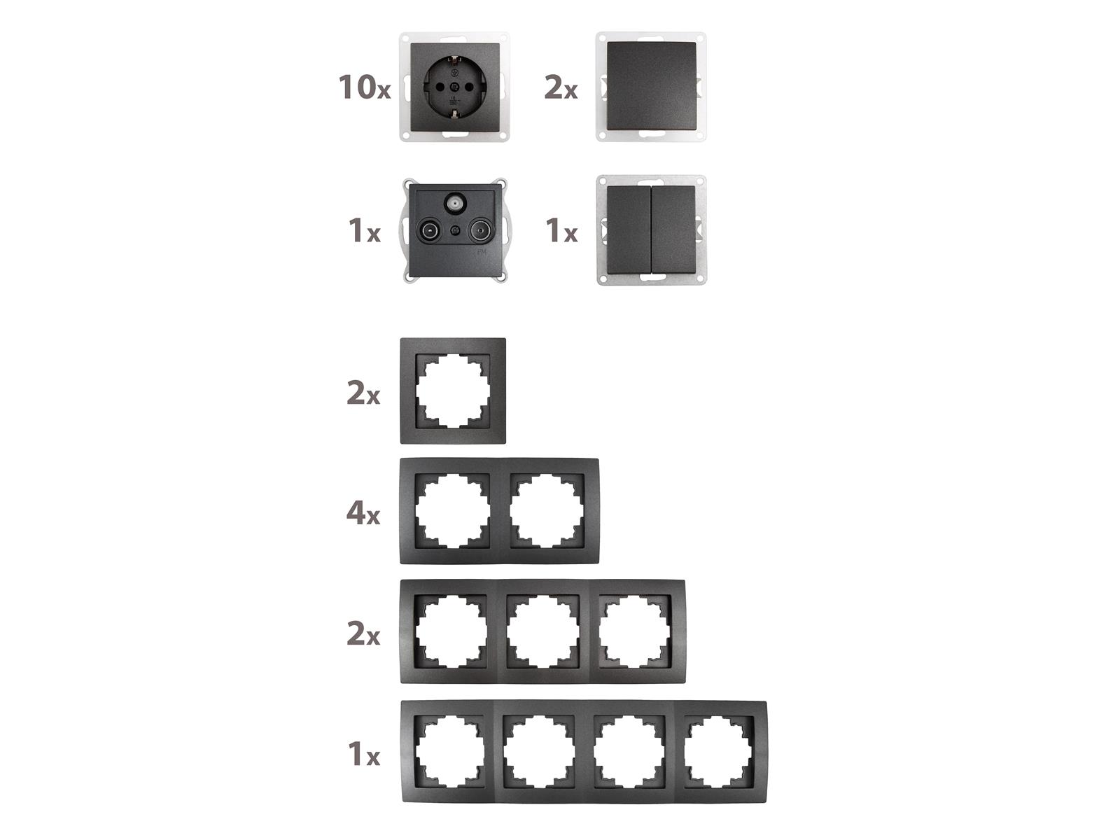 Schalter und Steckdosen Set McPower Flair ''Komfort'' 23-teilig, anthrazit