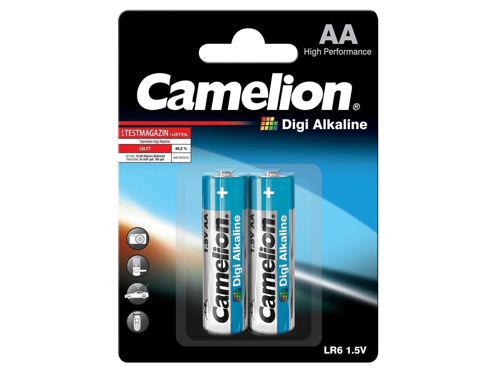 Mignon-Batterie CAMELION ''Digi Alkaline'' 1,5 V, Typ AA/LR6, 2er Blister