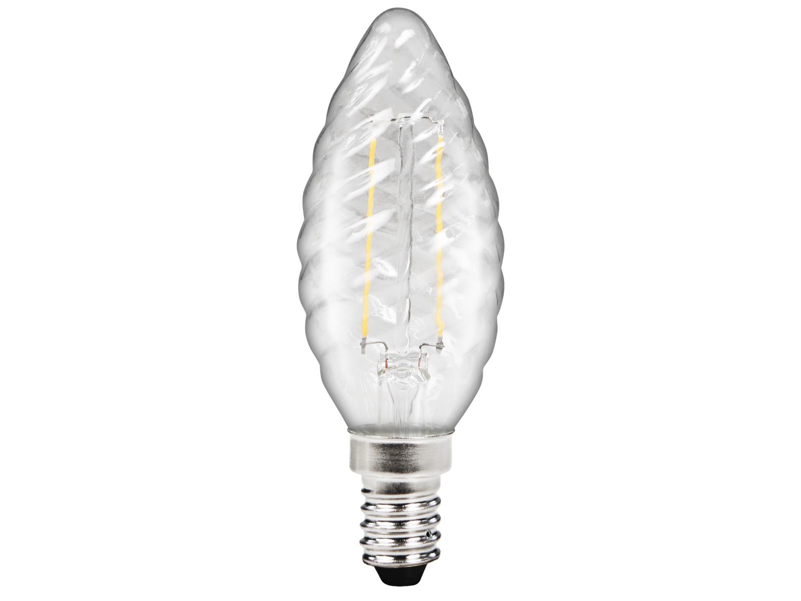 LED Filament Kerzenlampe gedreht McShine ''Filed'', E14, 4W, 490 lm, warmweiß, klar