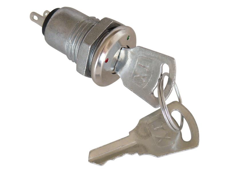 Vollmetall-Schlüsselschalter, 30V-1A, Ø10mm, Lötanschluss