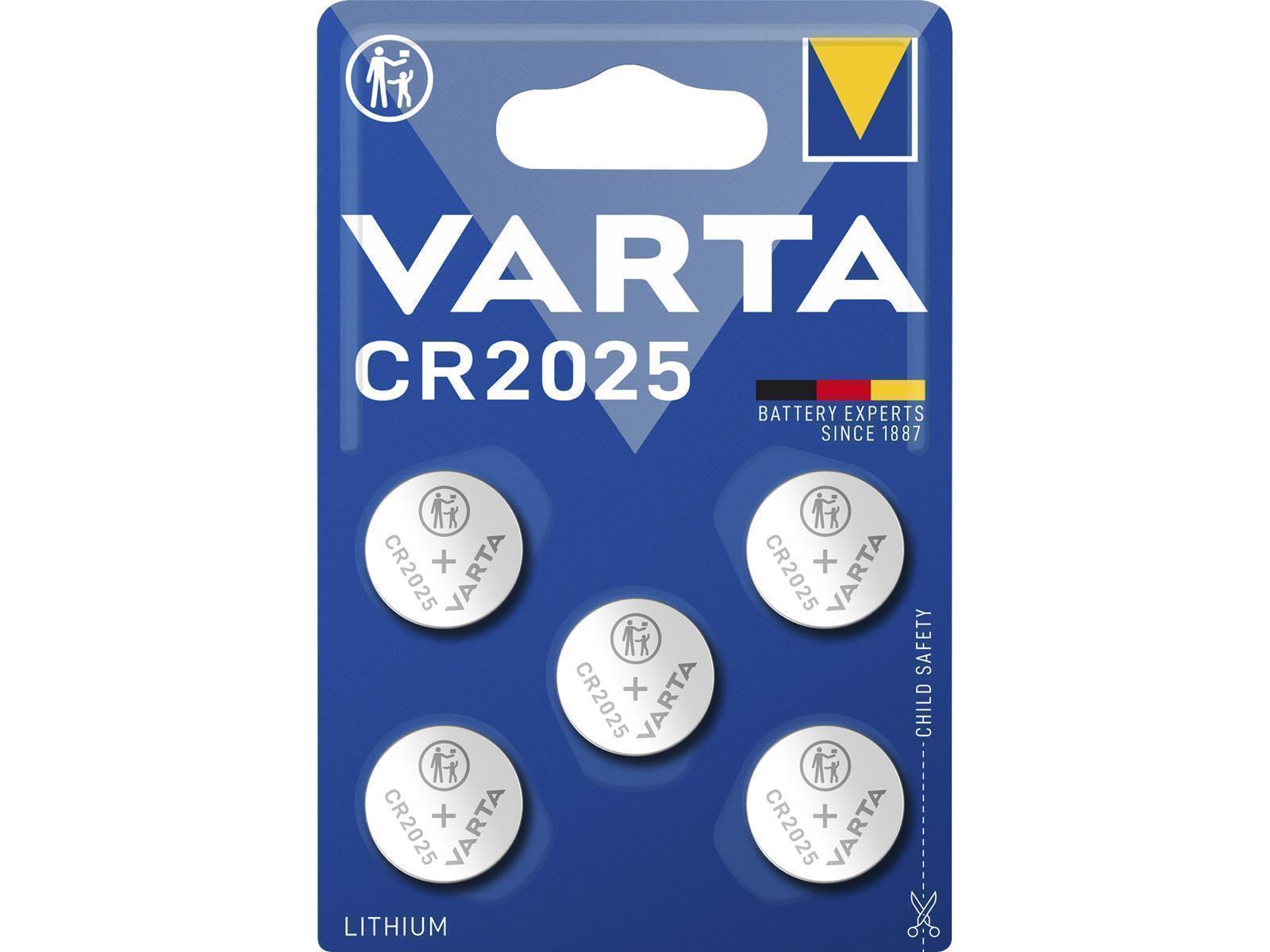 Lithium-Knopfzelle VARTA ''Electronics'' CR2025, 3V, 5er-Pack