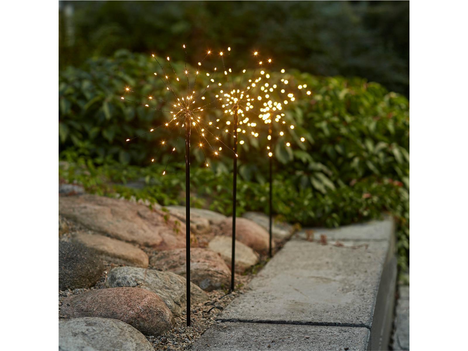 LED-Dekostab ''Firework-Outdoor'', 3er Set, 60x200cm, schwarz, warmweiß, IP44