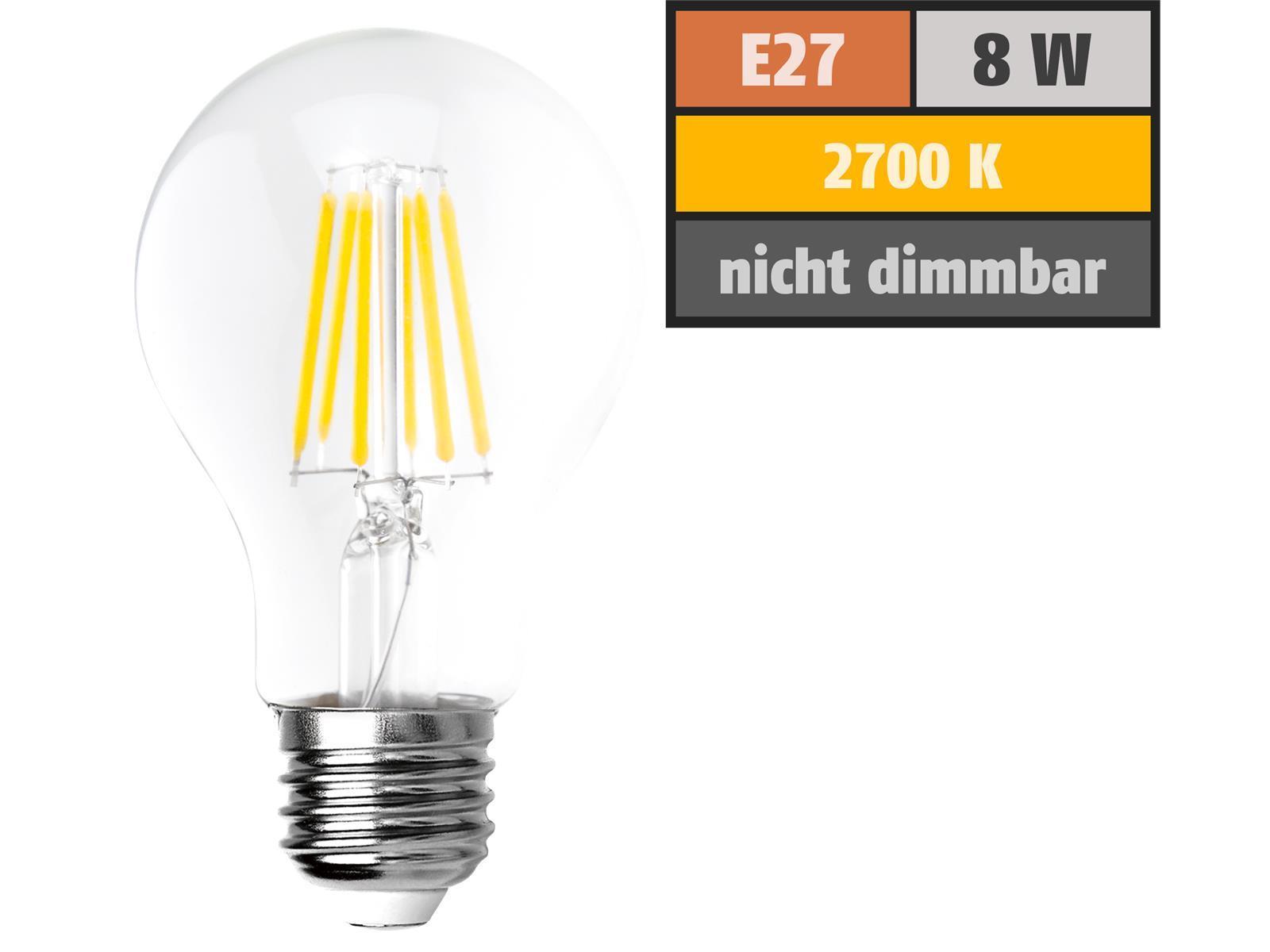 LED Filament Glühlampe McShine ''Filed'', E27, 8W, 1055 lm, warmweiß, klar