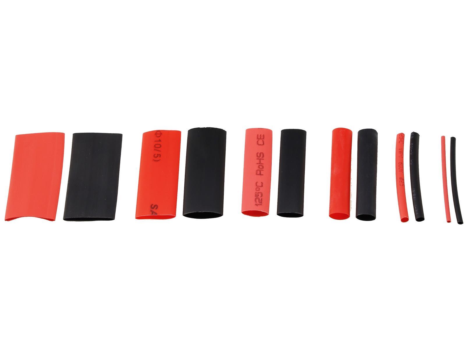 Schrumpfschlauch-Sortiment, 560-teiligin Plastikbox, Ratio 2:1, schwarz + rot