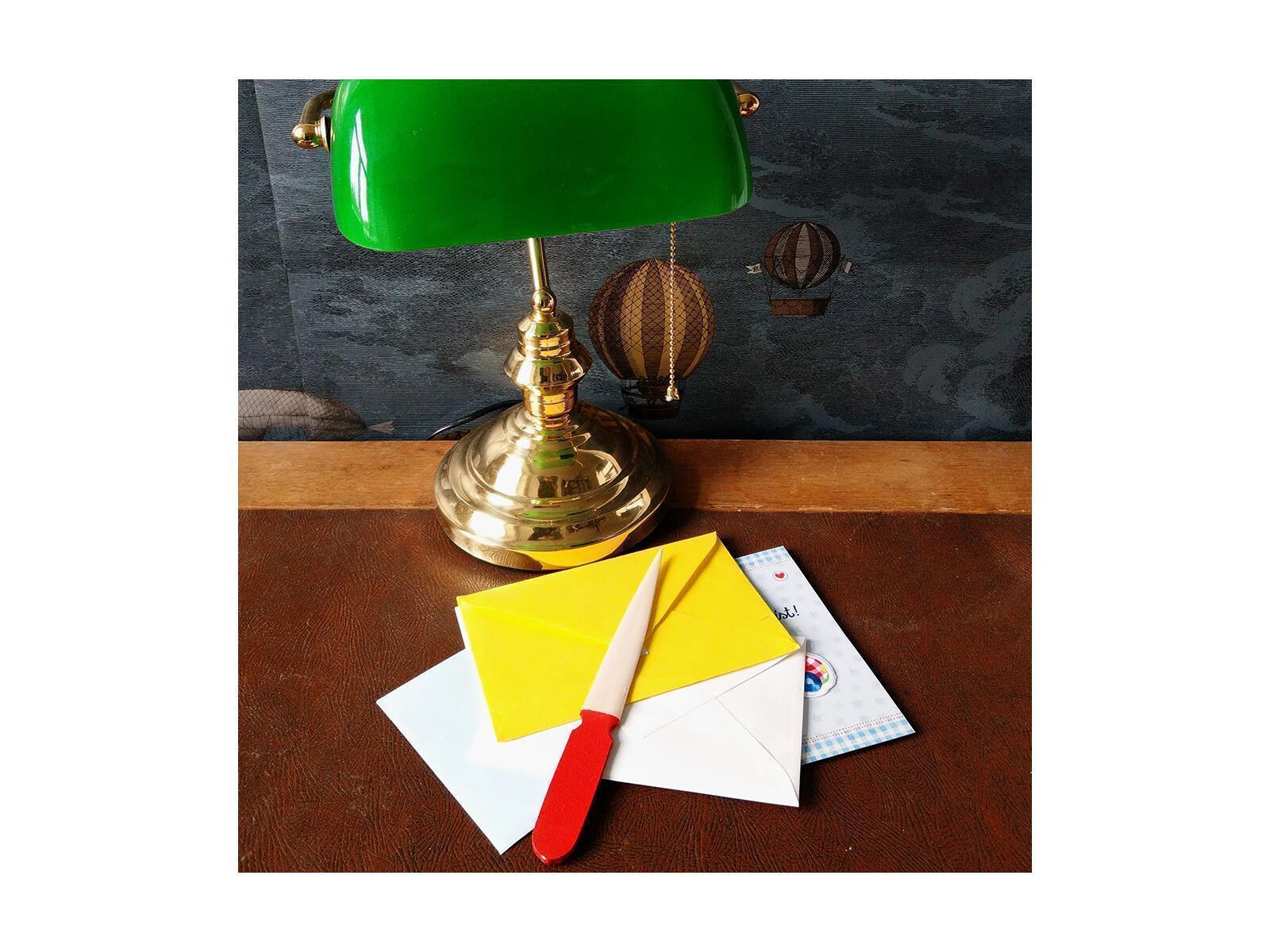 Brieföffner, mit farbigem Griff, feuerrot, aus Holz 21 cm