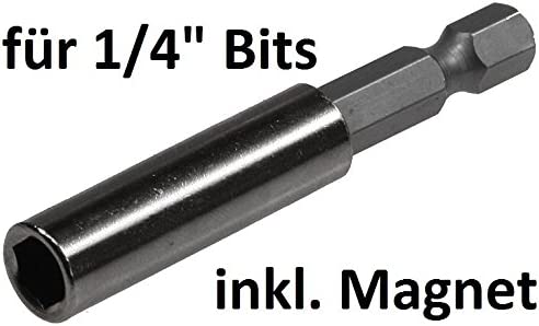 Universal Bithalter 60mm mit Magnet I Bitaufnahme Adapter für 1/4" Bits/Sechskant Stark Magnetisch 10 Stück