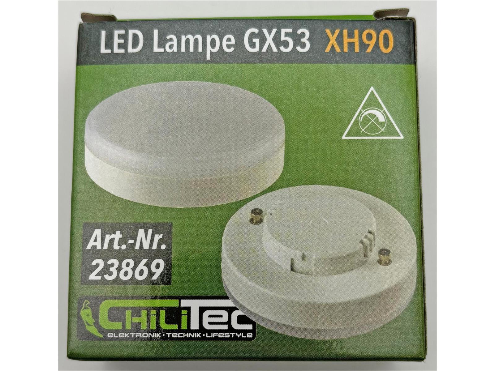 LED Leuchtmittel GX53 "XH 90" warmweiß 9W, 805lm, Ø75x25mm, 120°, 3000k