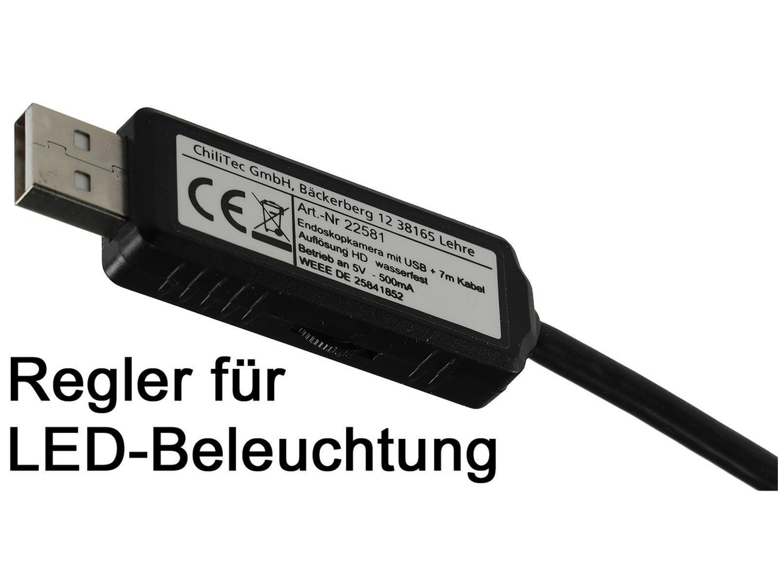 Endoskopkamera USB mit 7m KabelHD Auflösung 1600x1200, IP67 wasserfest