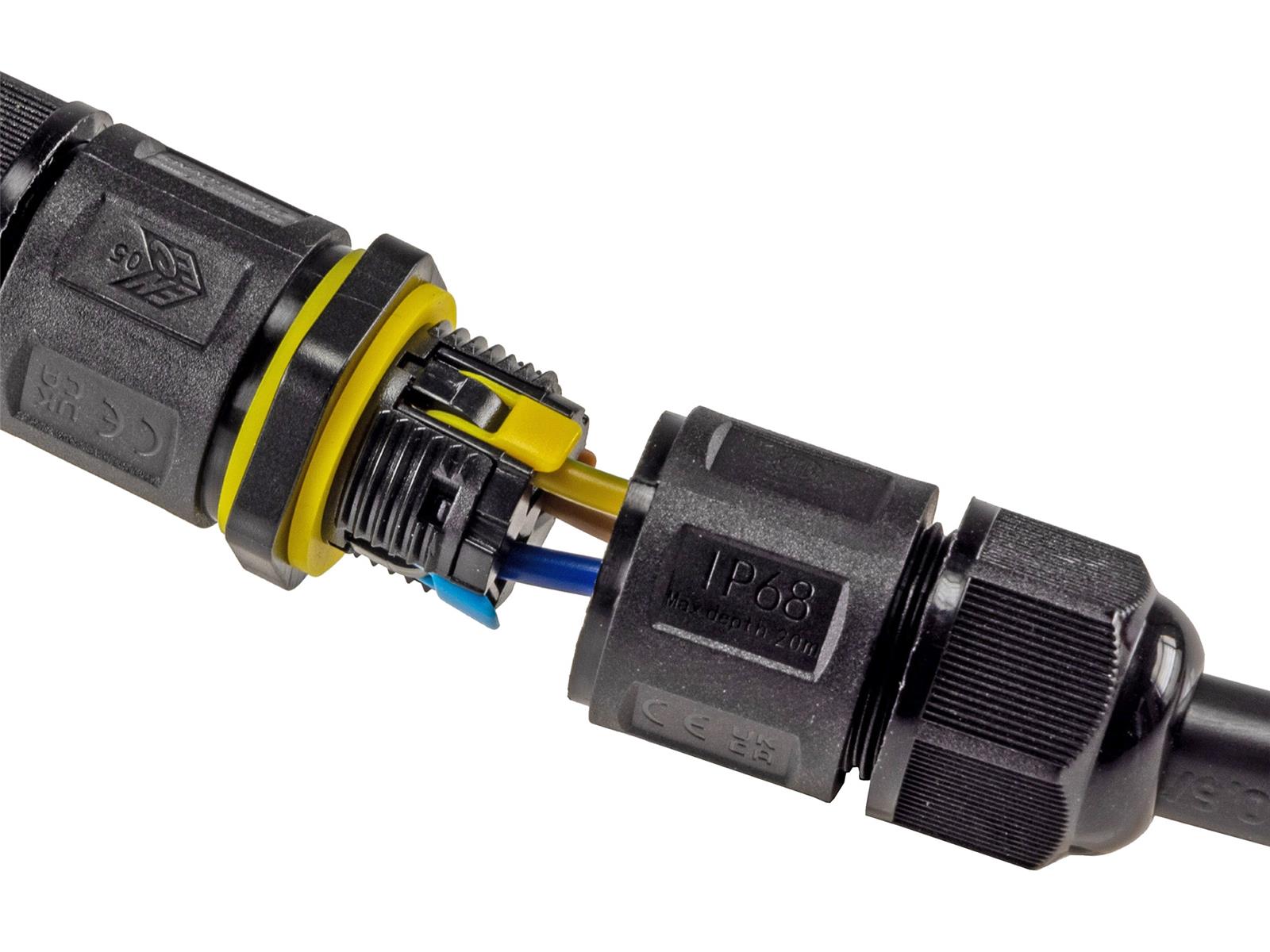 Kabelverbinder T-Form, IP68, 230V Klemmanschluss, für Kabel Ø 6-11mm