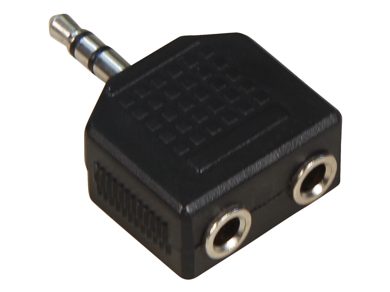 Klinke-Adapter, stereo 2x 3,5mm Kupplung auf 3,5mm Stecker