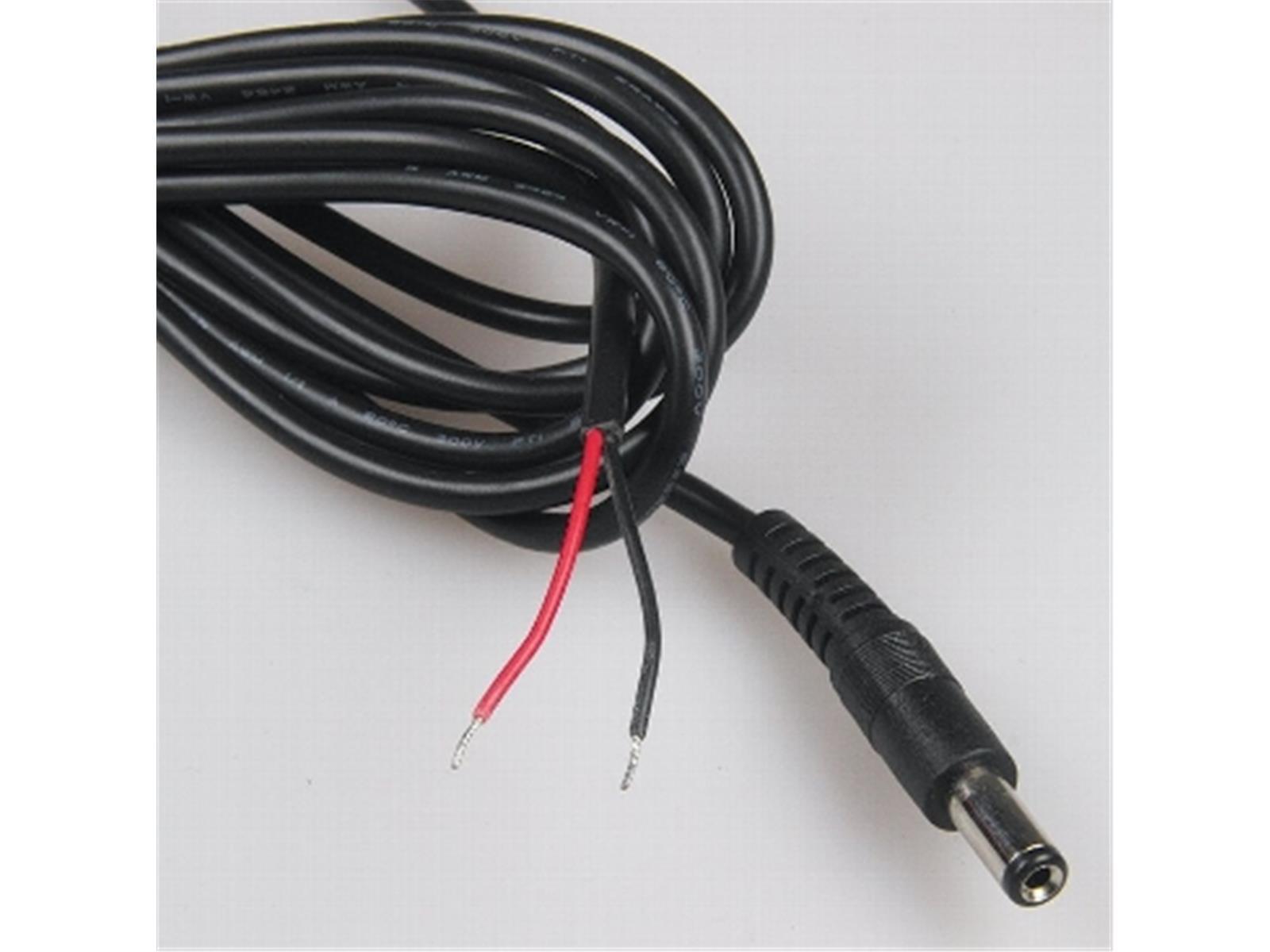 Anschlusskabel für LED-Stripes IP20 2m lang, 5,5/2,1mm Stecker > 2x blank