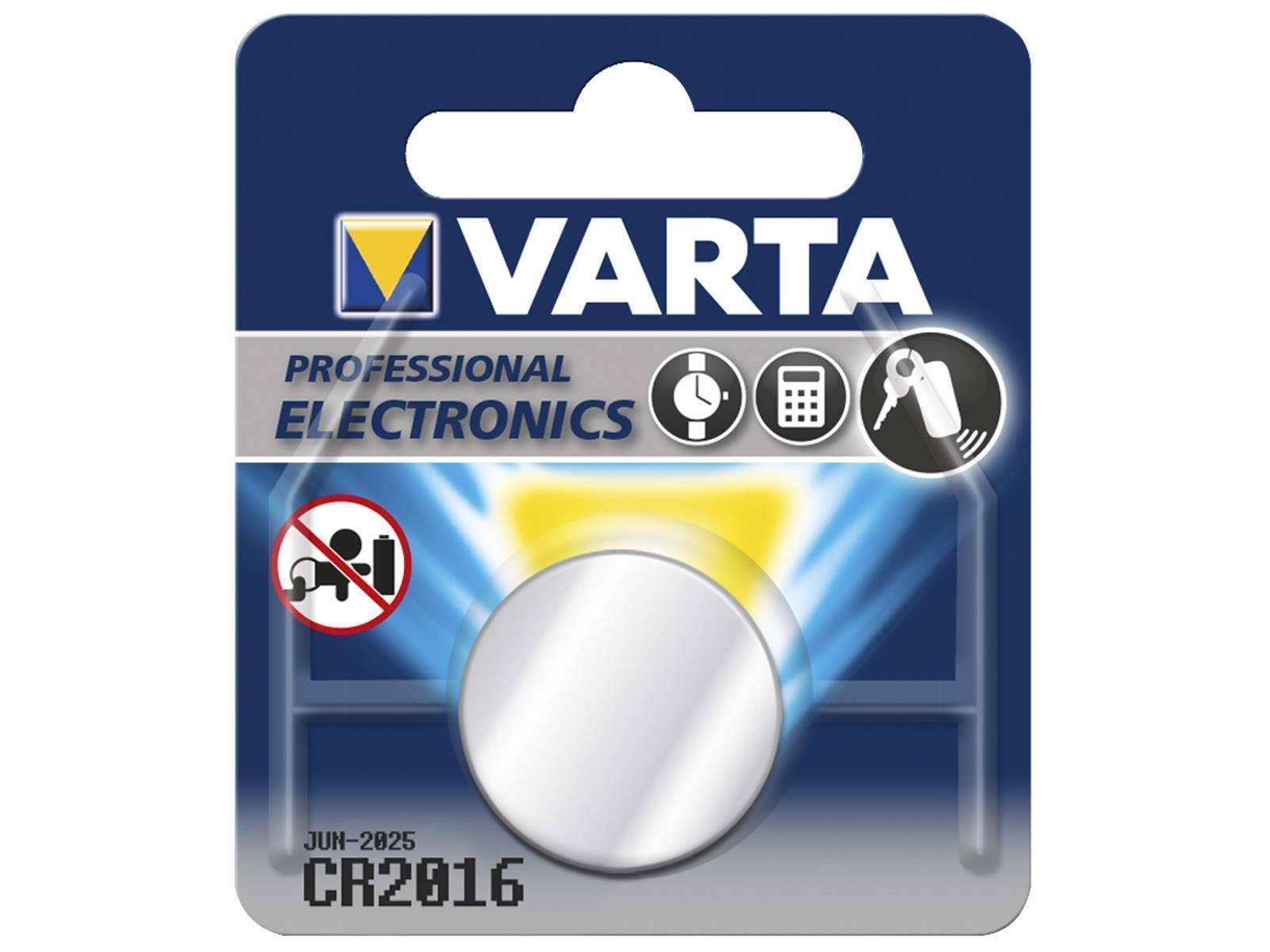 Lithium-Knopfzelle VARTA CR 2016, 90mAh, 3V, 1er-Blister