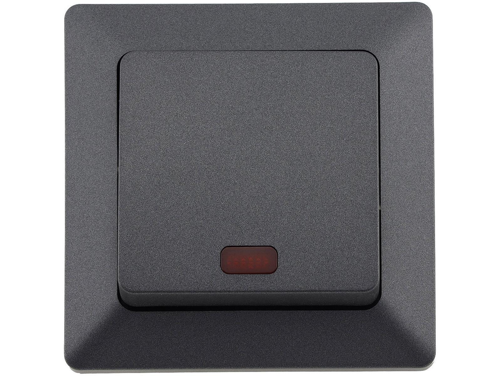 MILOS Kontroll Schalter mit Lämpchen 250V 10A, inkl. Rahmen, UP, anthrazit