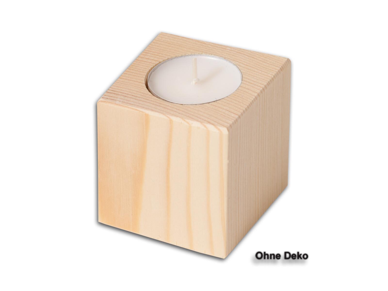Teelichthalter, quadratisch aus Holz 6 cm