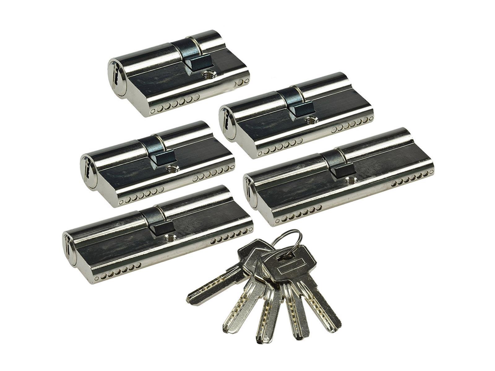 Schließzylinder-Set 5 30/10-30/30-30-40 Profil-Zylinder, 5 Sicherheits-Schlüssel