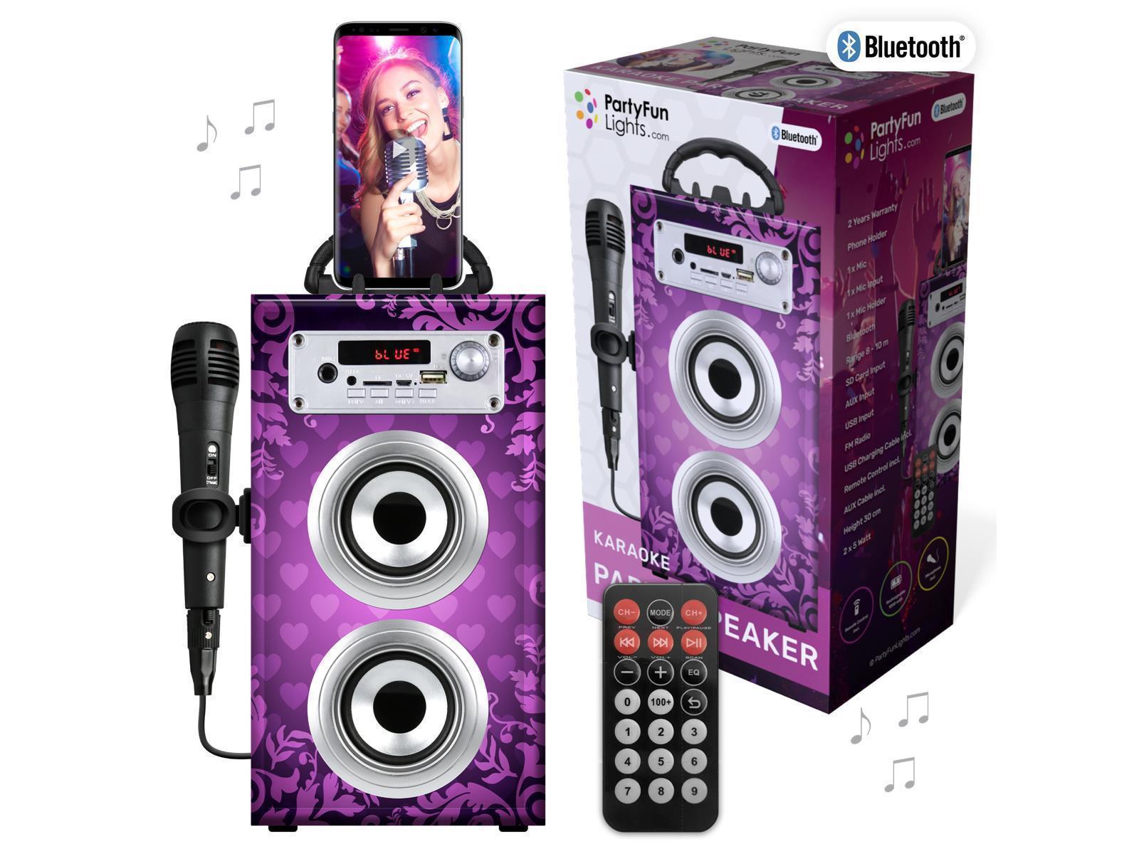 Karaoke- Set, inkl. Mikrofon, Bluetooth, Micro-USB, AUX, FM Radio, Fernbedienung