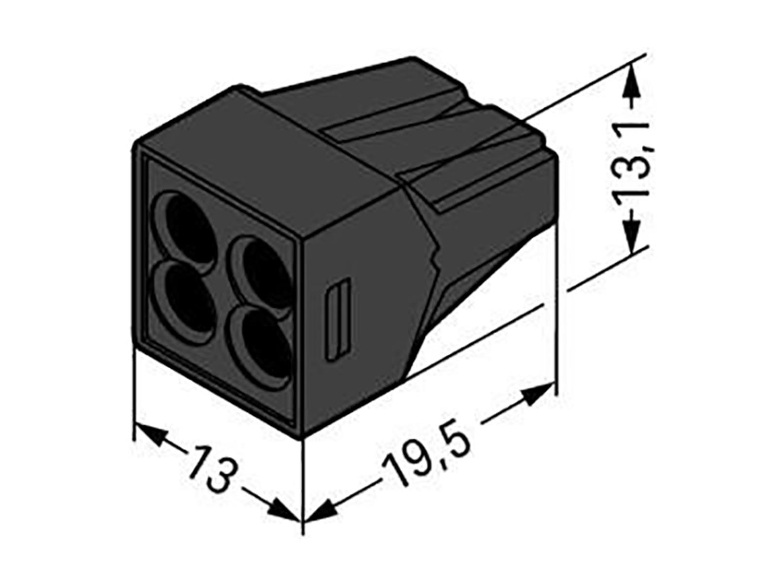 Verbindungsdosenklemme WAGO, ein- und mehrdrähtige Leiter,4 Klemmstellen,schwarz