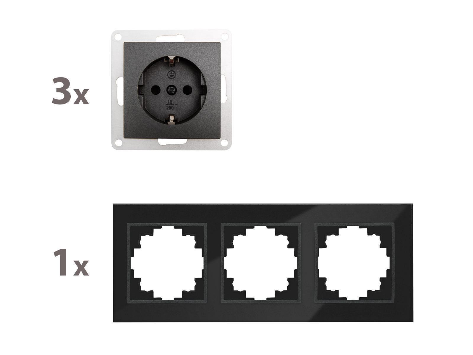 Steckdosen Set McPower Flair ''Beginner 3S-Style'' anthrazit + Glasrahmen