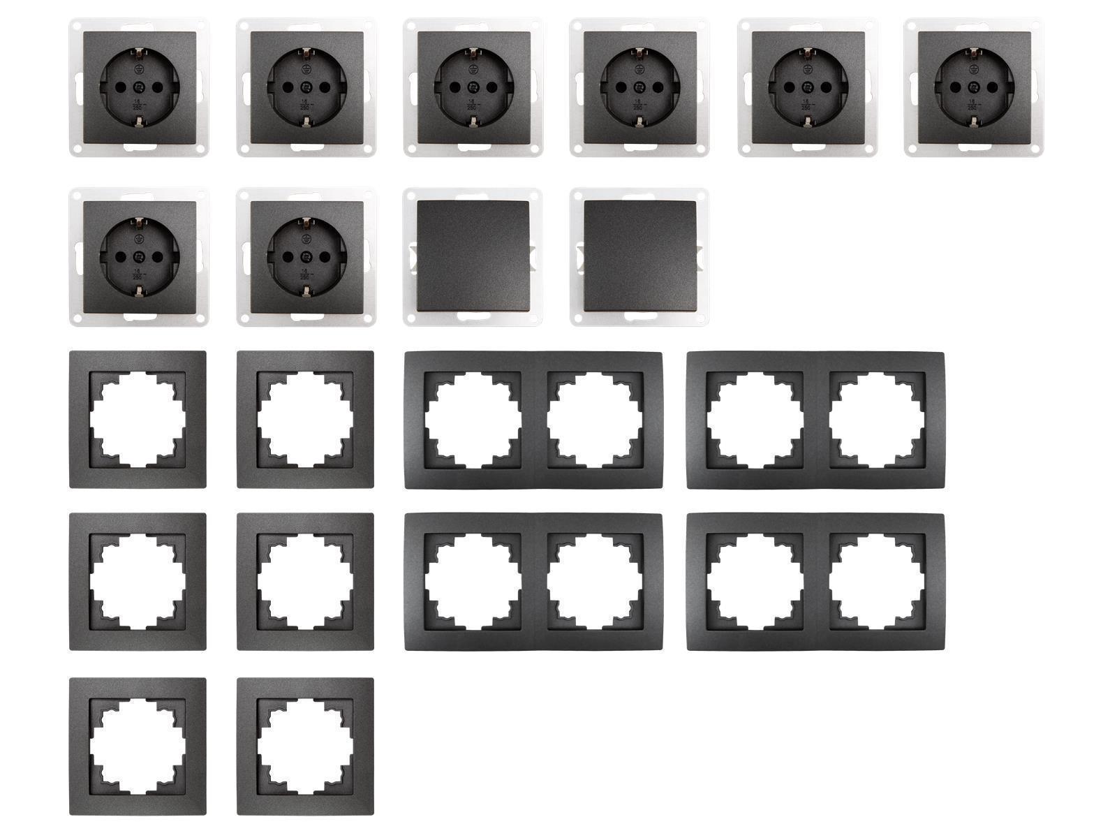 Schalter und Steckdosen Set McPower Flair ''Standard'' 20-teilig, anthrazit