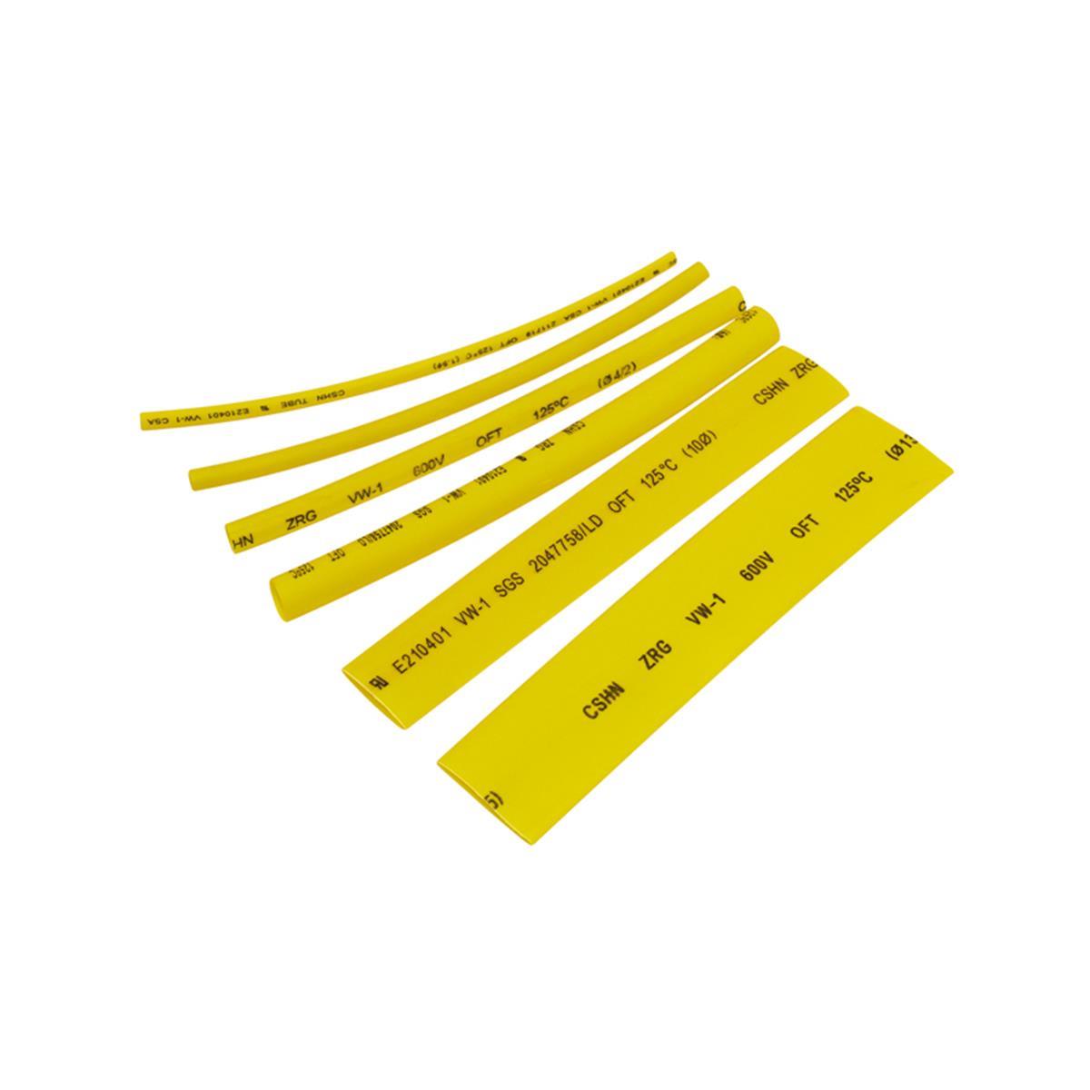 Schrumpfschlauch-Sortiment, 100-teilig in Sortimentstüte, gelb