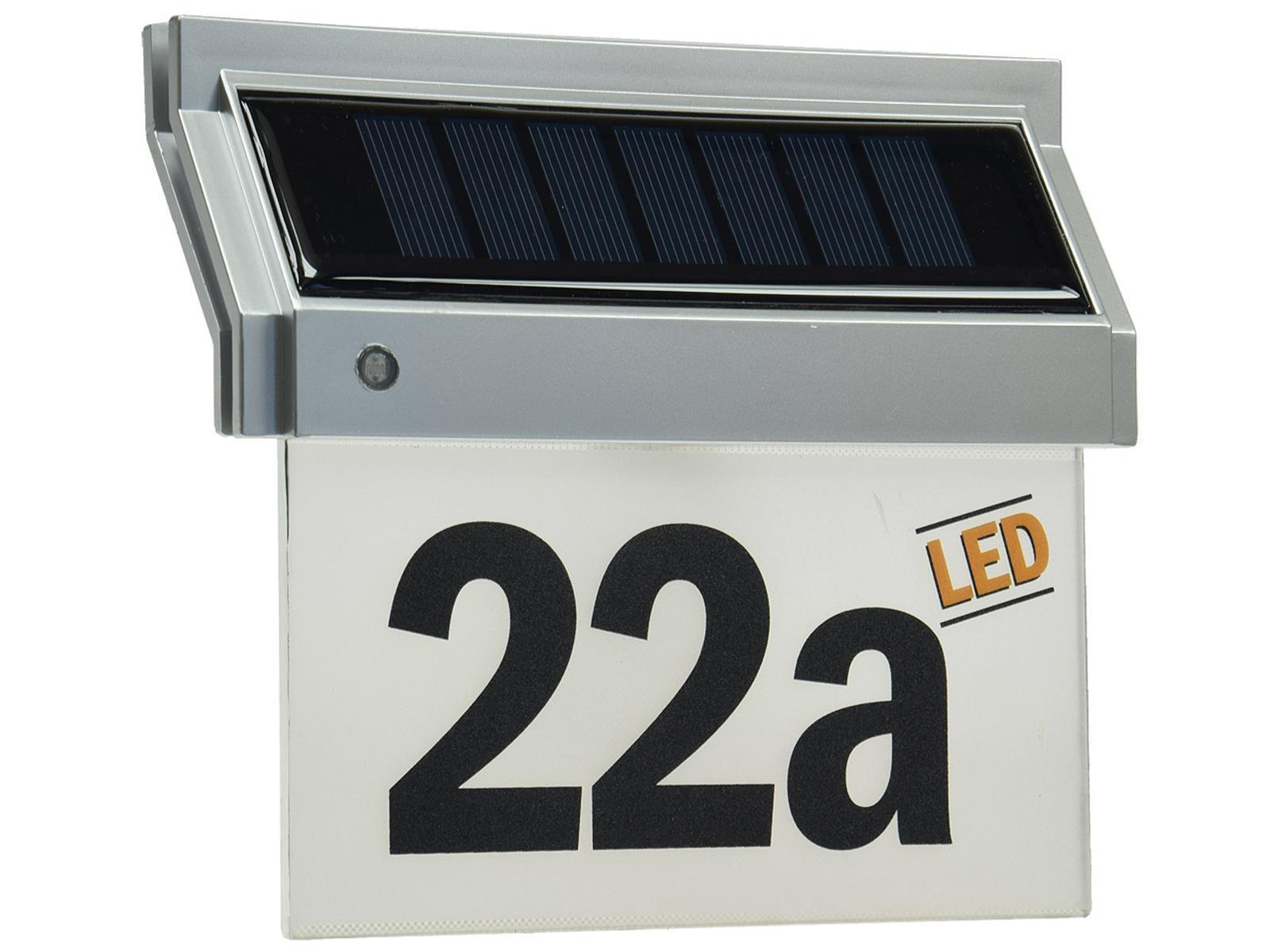 Solar Hausnummernleuchte mit LED18x16x5cm, incl. Zahlen-/Buchstabensatz