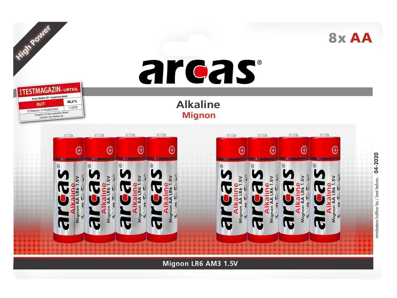 Mignon-Batterie Alkaline 1,5V, Typ AA/LR6, 8er-Pack