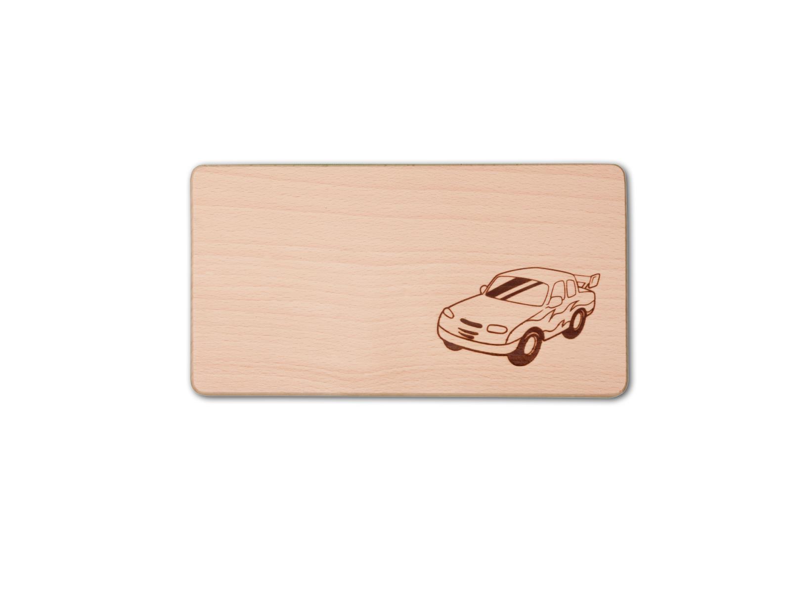 Frühstücksbrett, rechteckig, mit Motiv Autorennen, Getuntes Auto" aus Holz 22 cm"