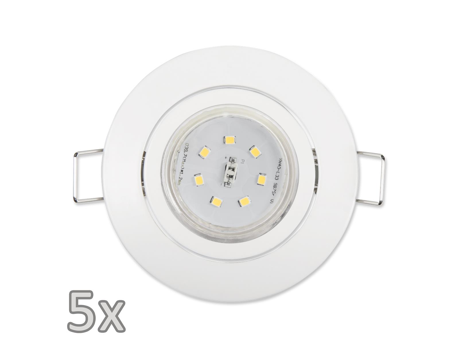 Einbauleuchten-Set McShine, 5xRahmen, 5xLED-Strahler,  GU10, 3W, 300 lm, weiß