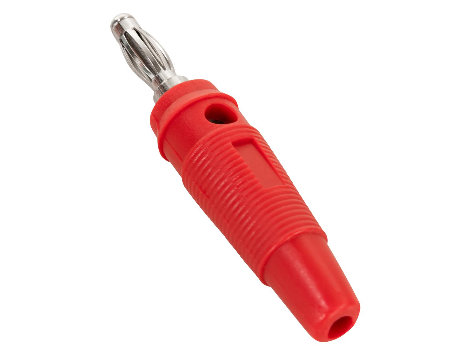 Bananen-Stecker McPower, 4 mm, Querloch, Druckfeder, rot