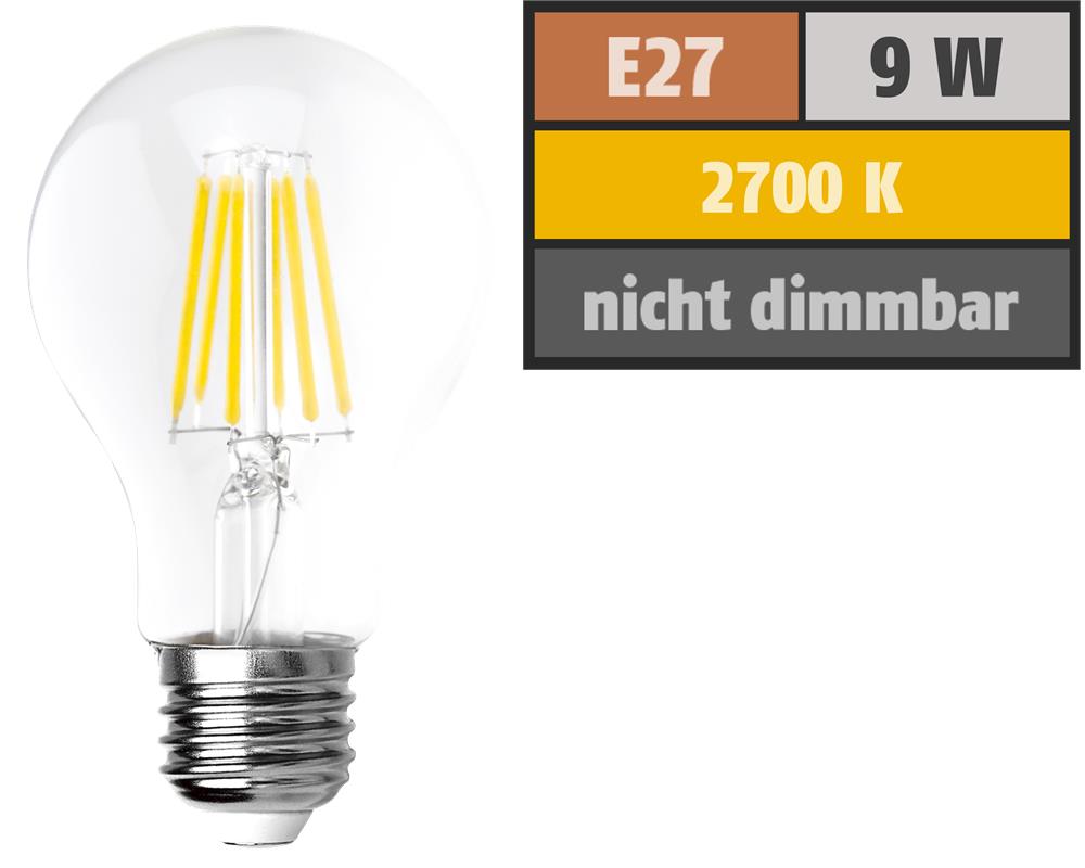 LED Filament Glühlampe McShine ''Filed'', E27, 8W, 1055 lm, warmweiß, klar