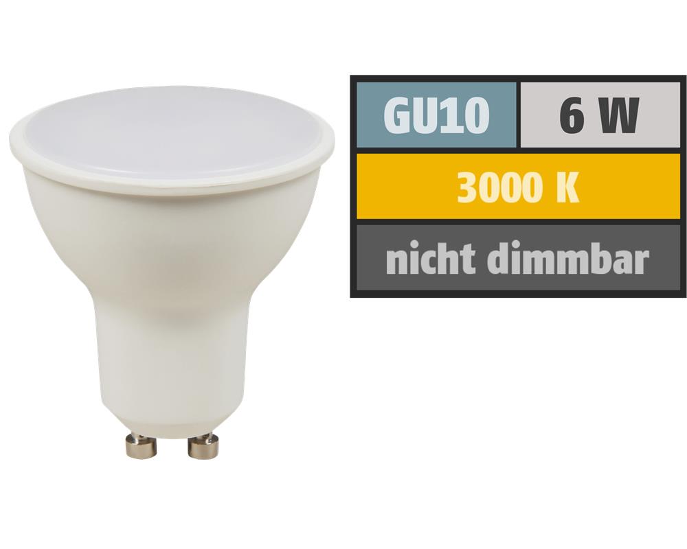 LED-Strahler GU10, 6W, 450 lm, warmweiß, Milchglas