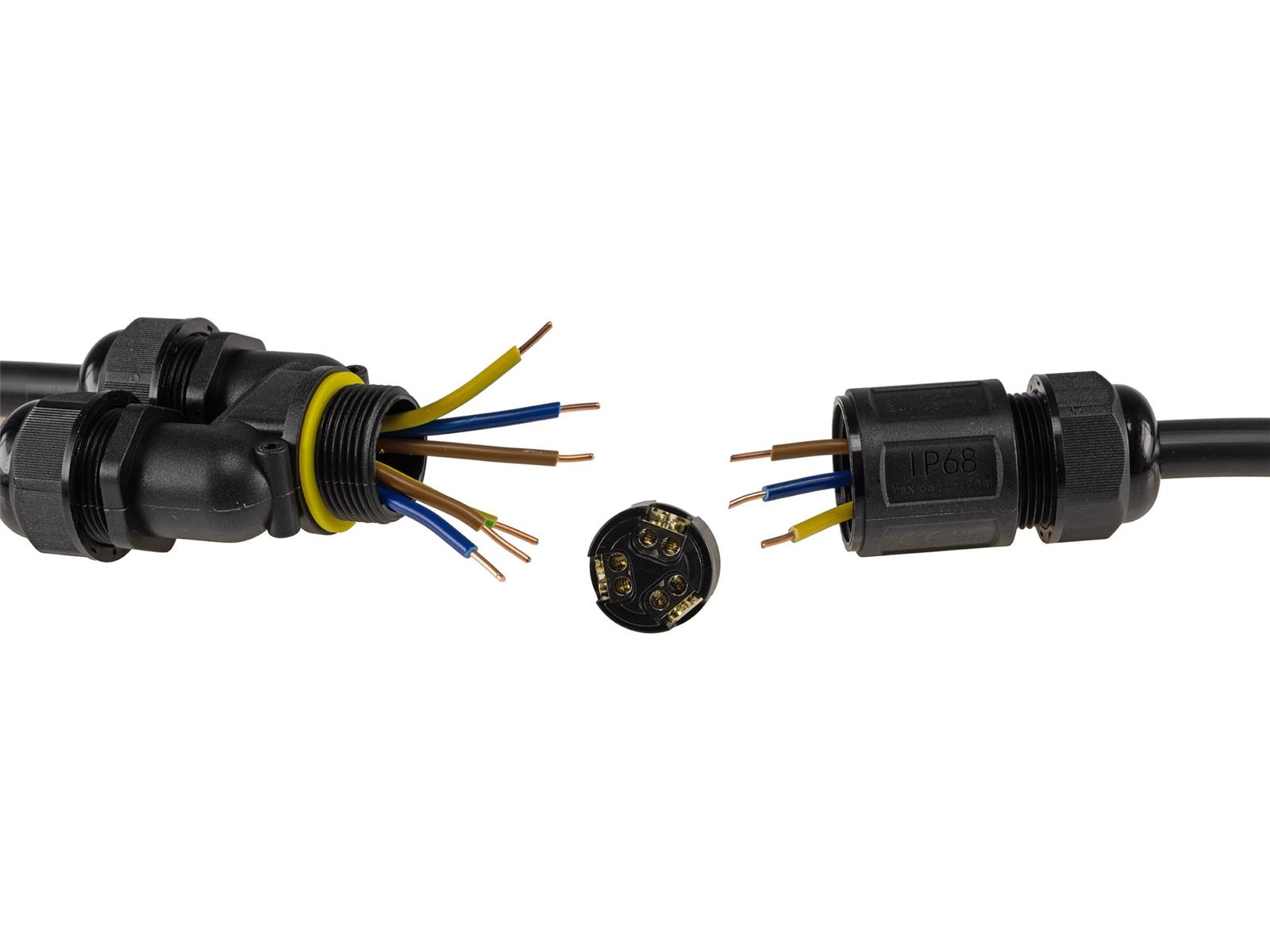 Kabelverbinder Y-Form, IP68, 230V Schraubanschluss, für Kabel Ø 6-11mm