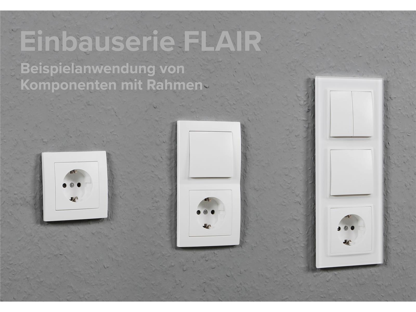 Schalter und Steckdosen Set McPower Flair ''Tür 3-fach-Style'' weiß + Glasrahmen