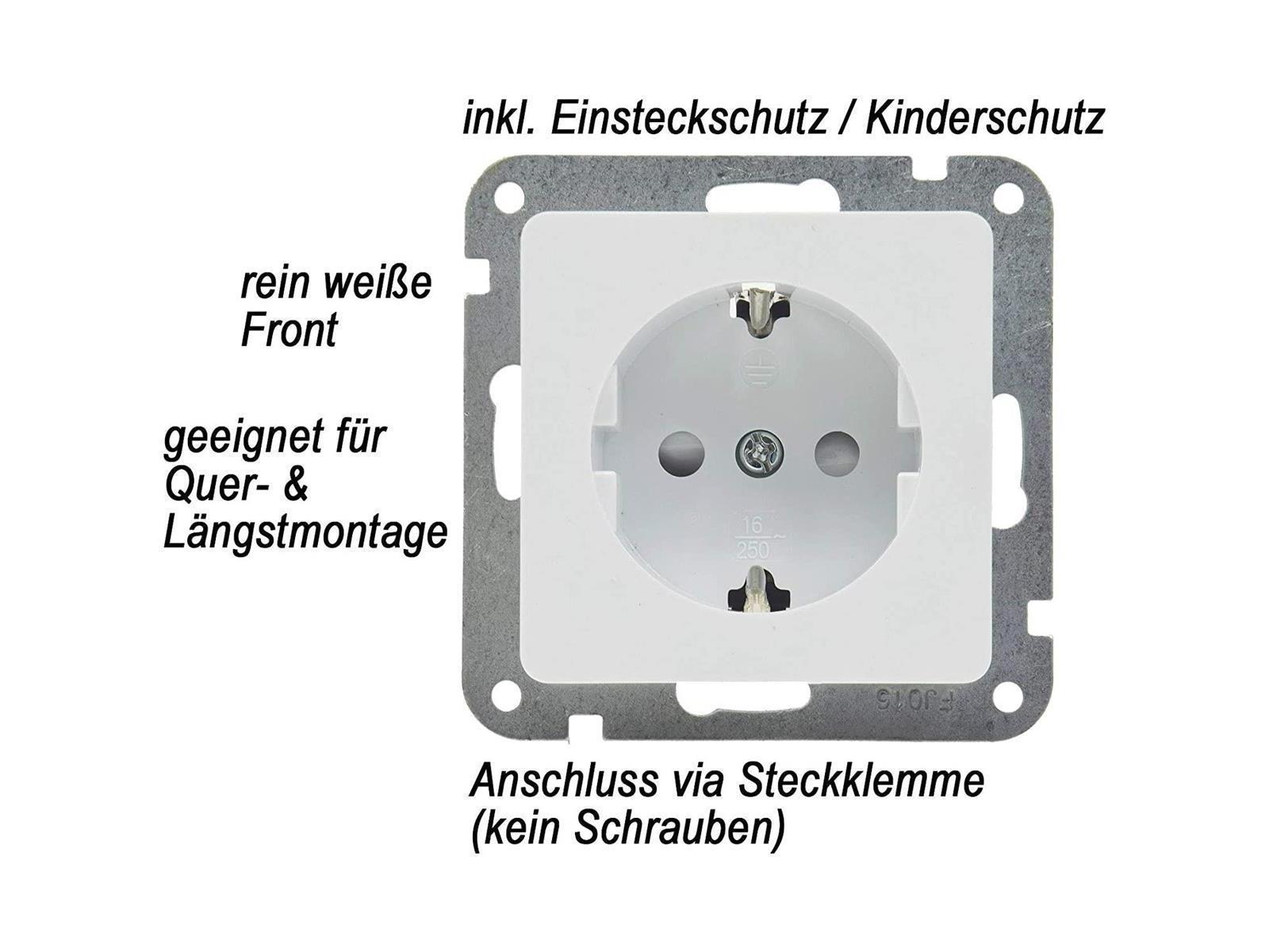 DELPHI Schutzkontakt-Steckdose, weiß 250V 16A, Klemmanschluss, OHNE Rahmen 20 Stück