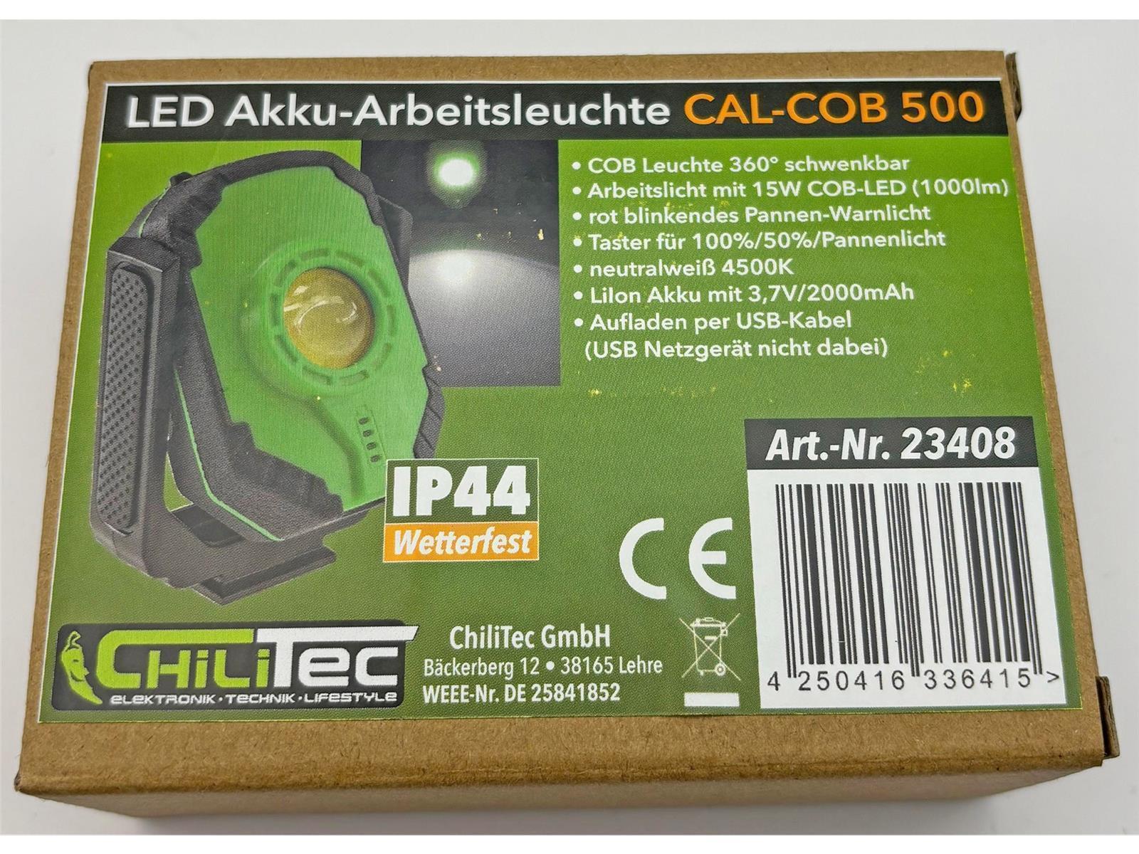 LED Akku-Arbeitsleuchte "CAL COB 500"LiIon Akku, Magnethalter, 15W, 1000lm