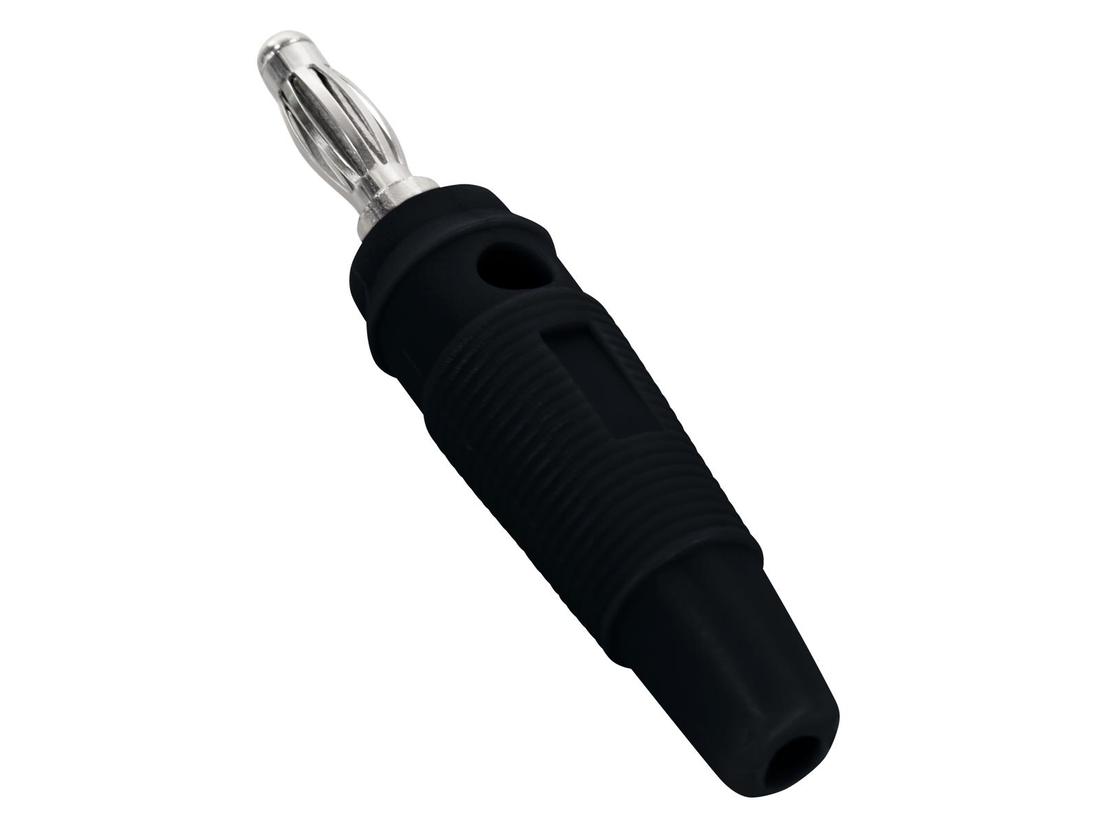 Bananen-Stecker McPower, 4 mm, Querloch, Druckfeder, schwarz