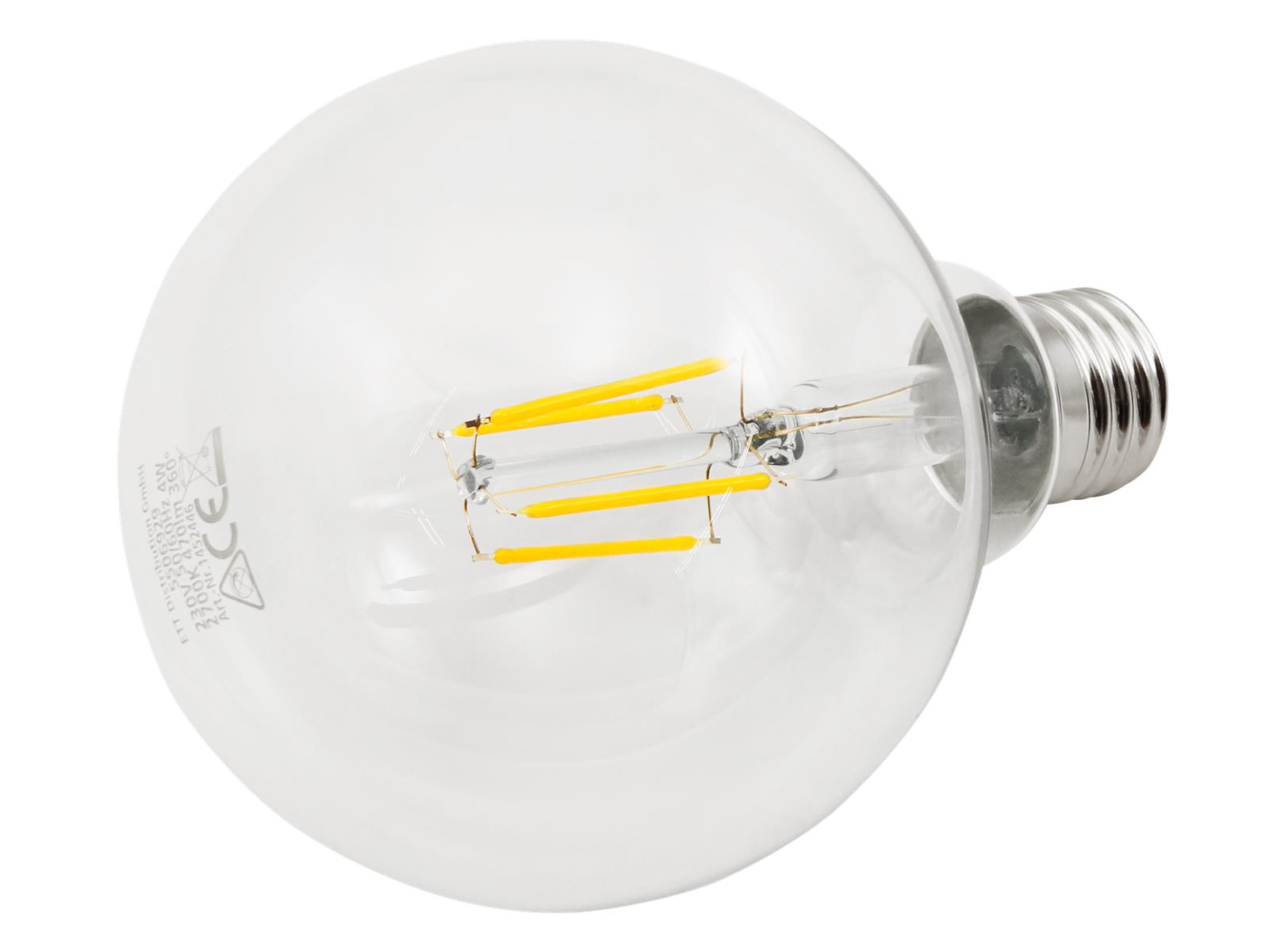 LED Filament Globelampe McShine ''Filed'' E27, 4W, 470lm, warmweiß, klar