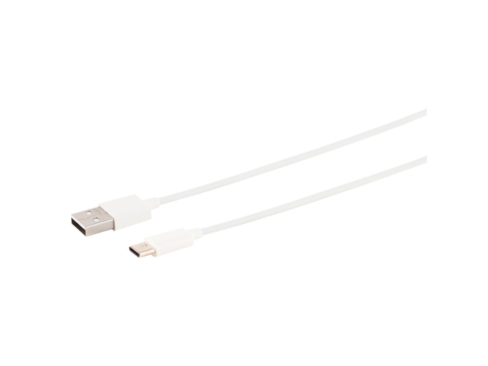 USB Lade-Sync Kabel, USB-A Stecker auf USB C-Stecker, 2.0, ABS, weiß, 0,5m
