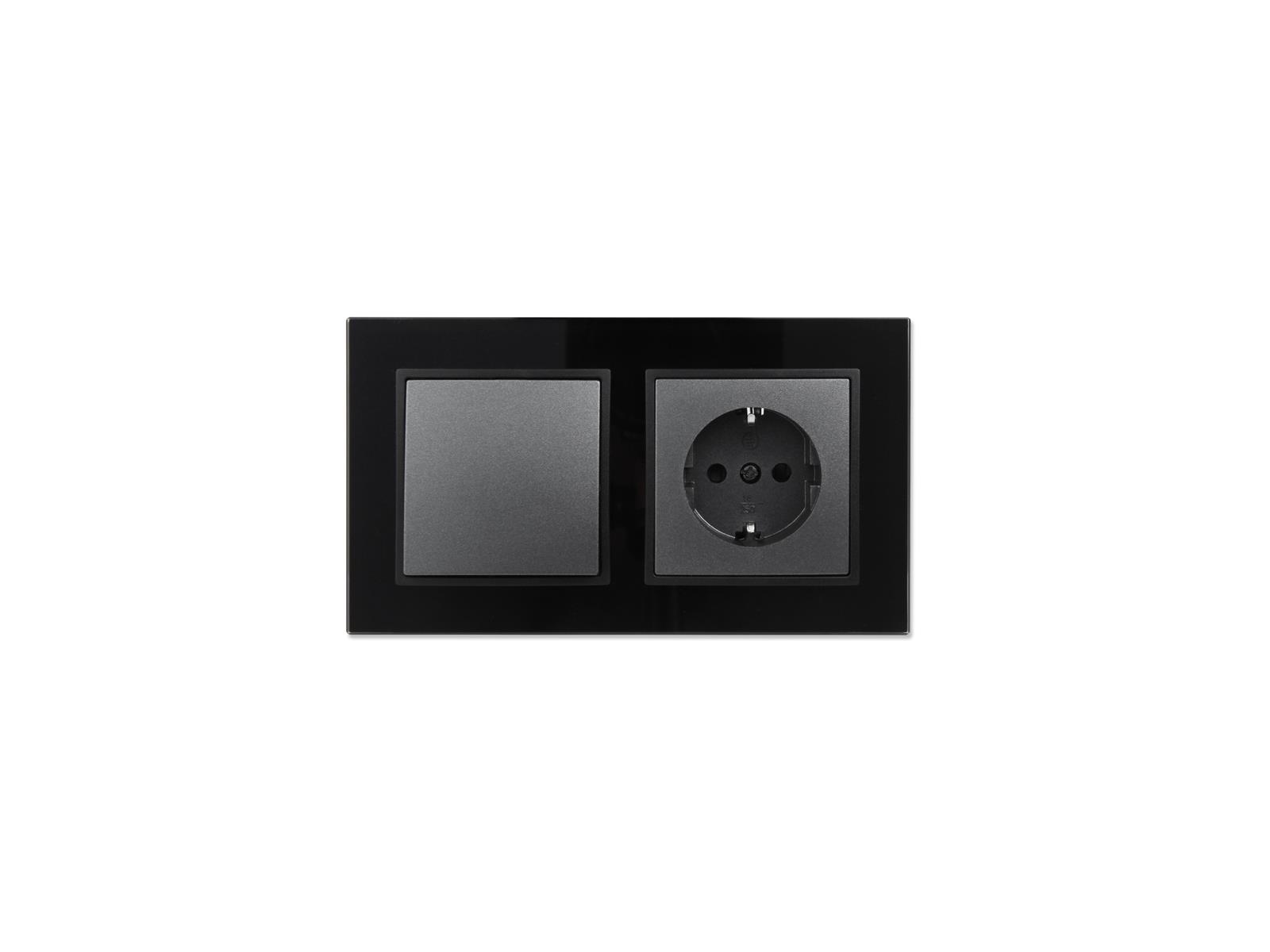 Schalter und Steckdosen Set McPower Flair ''Tür 2-fach-Style'' Glasrahmen